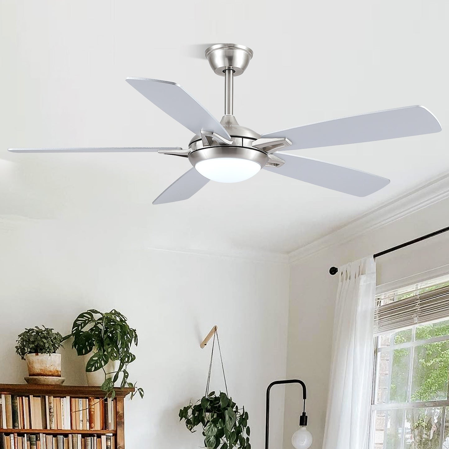 52 Inch Down Rod Ceiling Fan with Light,Dual side Blades