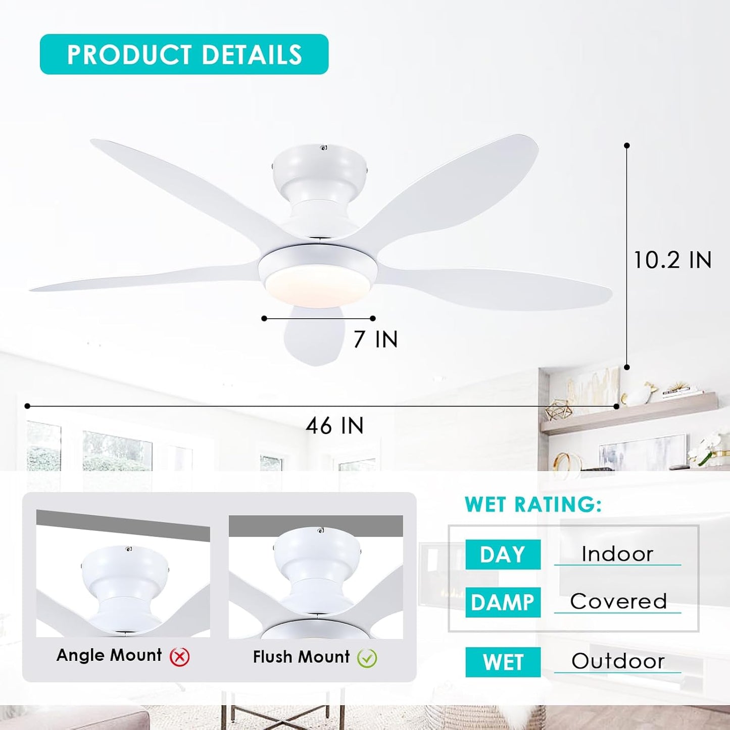 46 Inch Ceiling Fan Low Profile