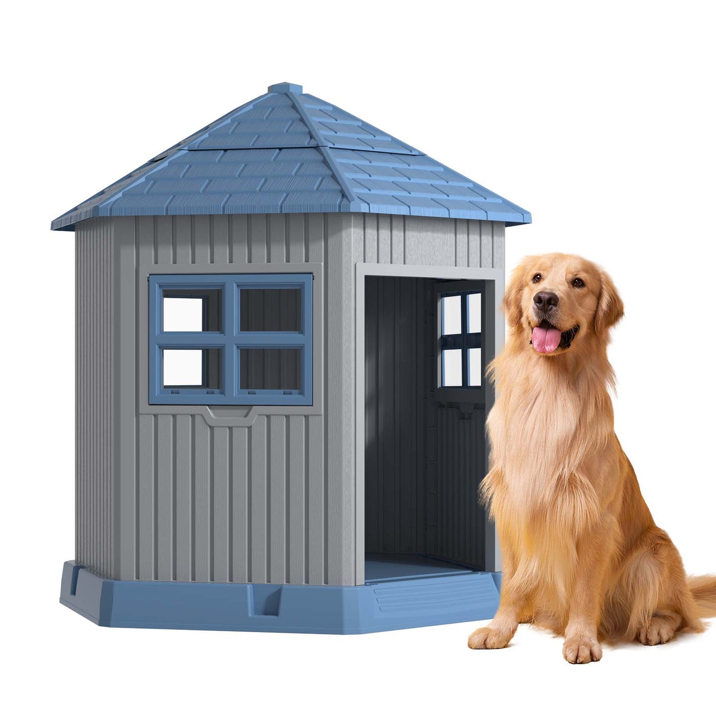 Bellura Pet - 37.4 “H Outdoor All Weather Waterproof and Sunproof Dog House