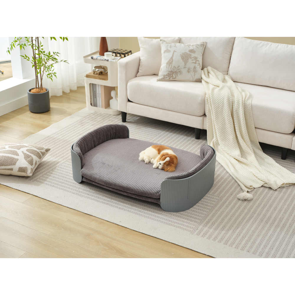 Bellura Pet - Scandinavian Style Grey Cat Couch Bed with Removable Mattress Cover for Large Animals, Indoor Cat Sofa in Elegant Design
