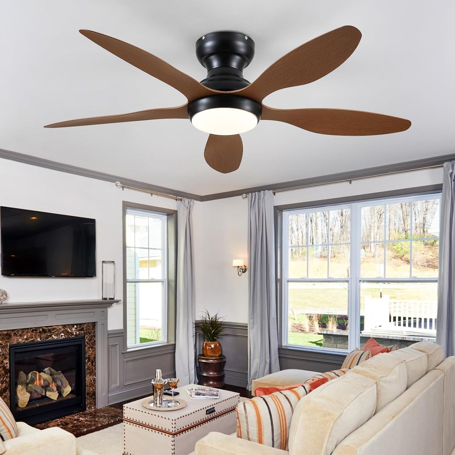 46" Flush Mount Ceiling Fan,Low Profile Ceiling Fan