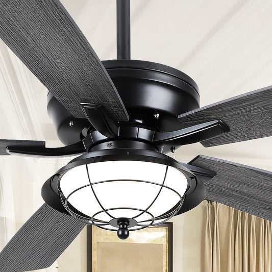 52 Inches Downrod Ceiling Fan with Light,3CCT LED Light,Reversible DC Motor,2 Downrod Inside