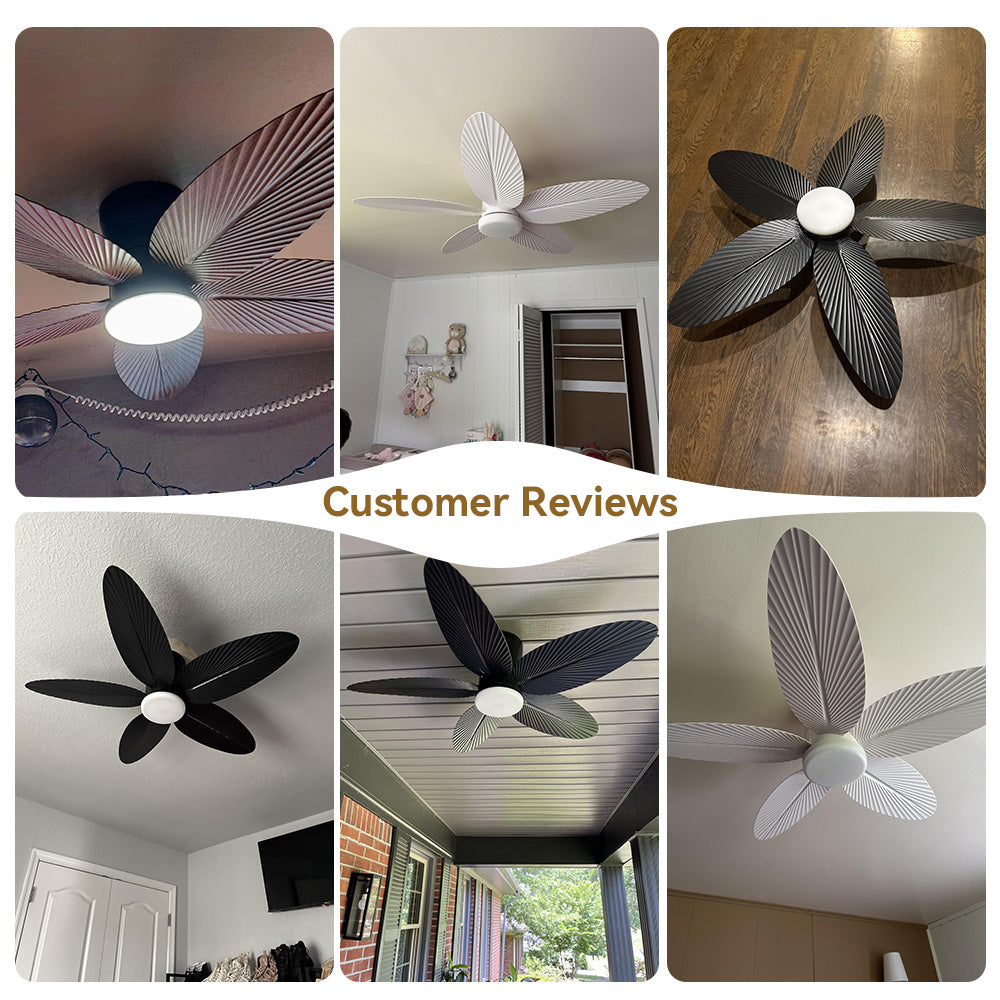 42 Inch Palm Leaf Flush Mount Ceiling Fan