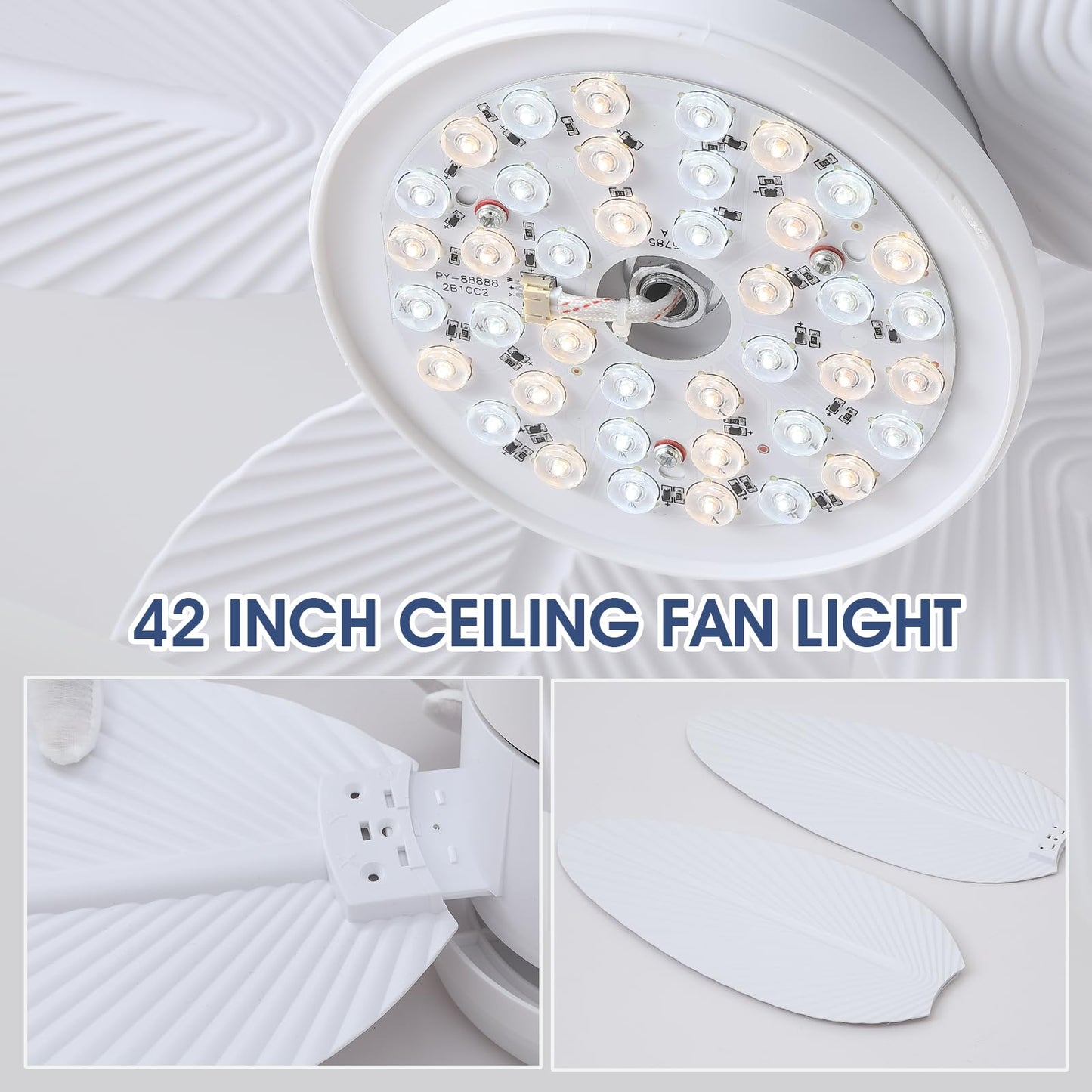 42 Inch Palm Leaf Flush Mount Ceiling Fan
