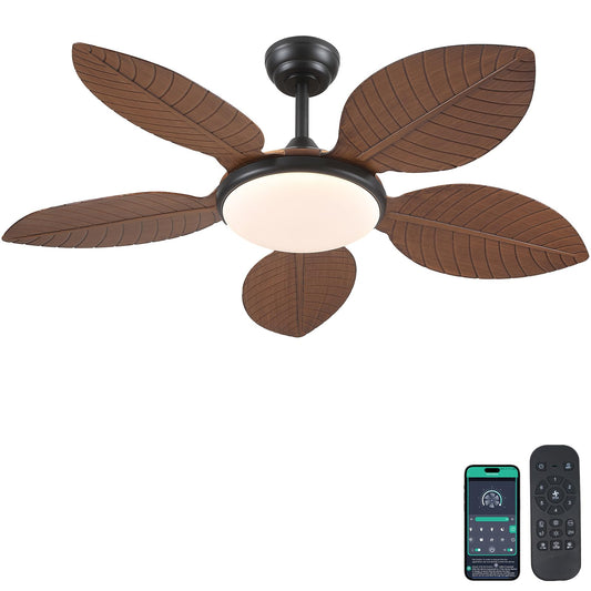 48 Inches Palm leaf Ceiling Fan with Light
