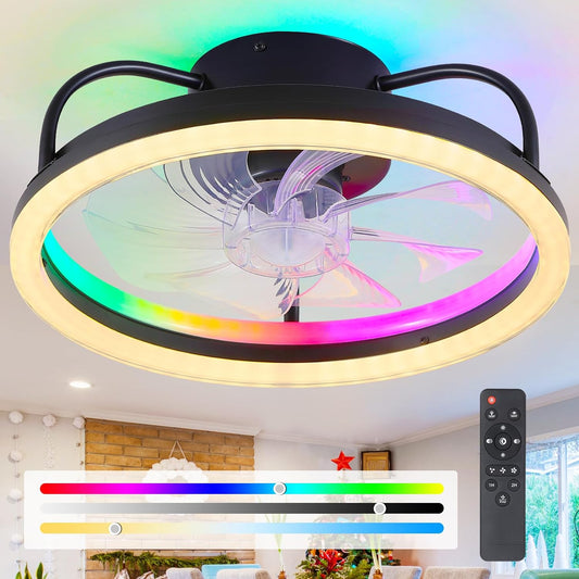 16 Inch Flush Mount modern Fan light for Bathroom,Closet