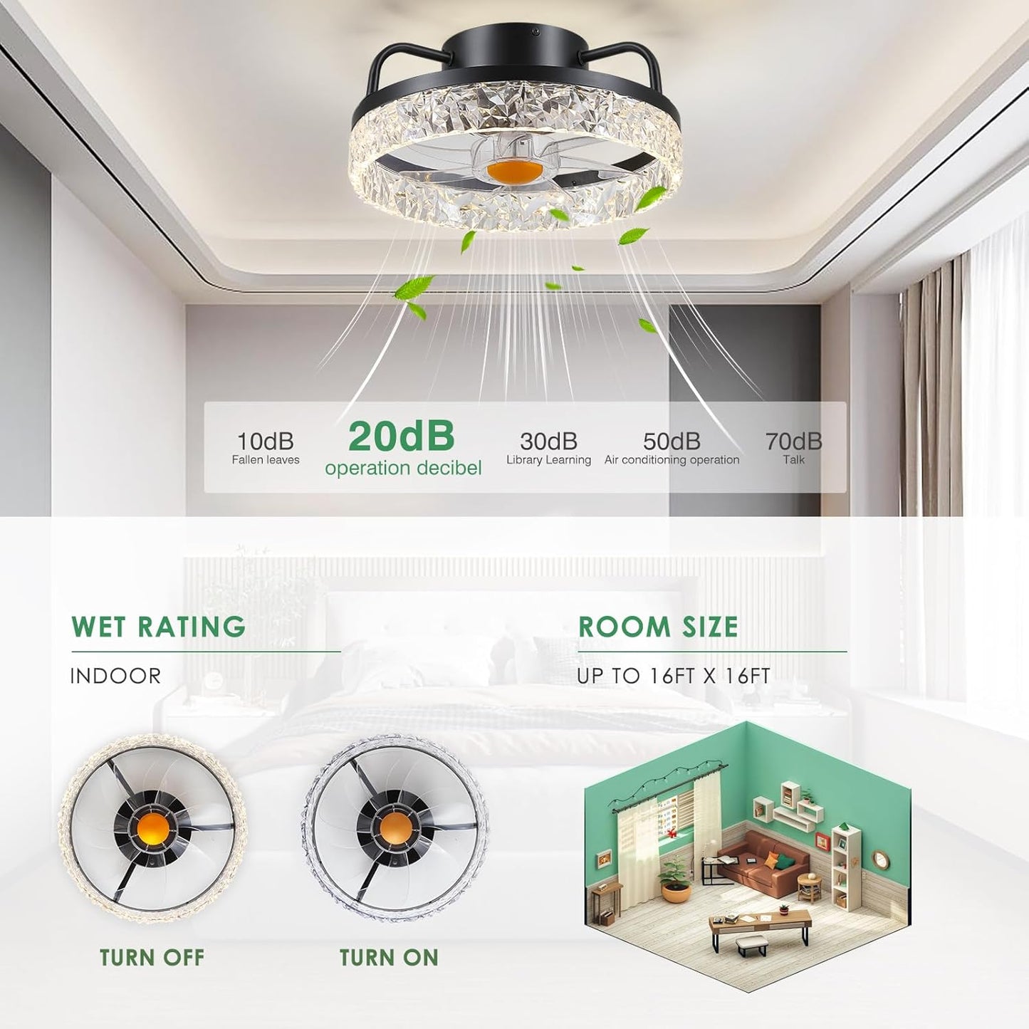 13 inch Modern Cute ceiling Fan with Light