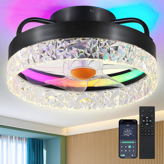 13 Inch RGB Modern Ceiling Fan with Light