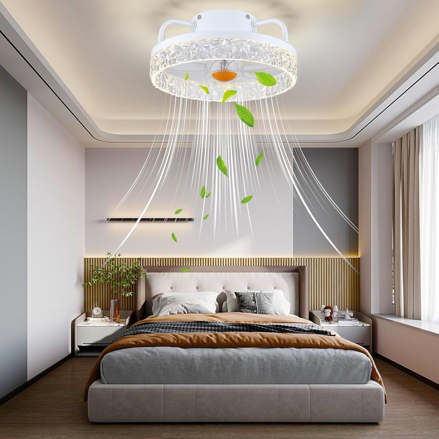 13 Inch Modern Ceilng Fan with Light for Small Room