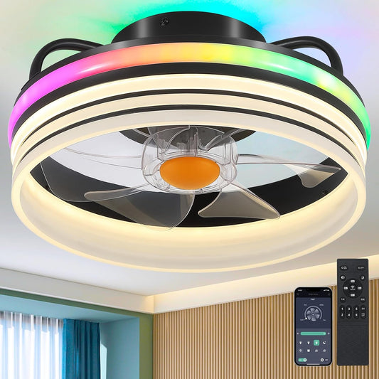 13 Inch RGB Circle Ceiing Fan with Light