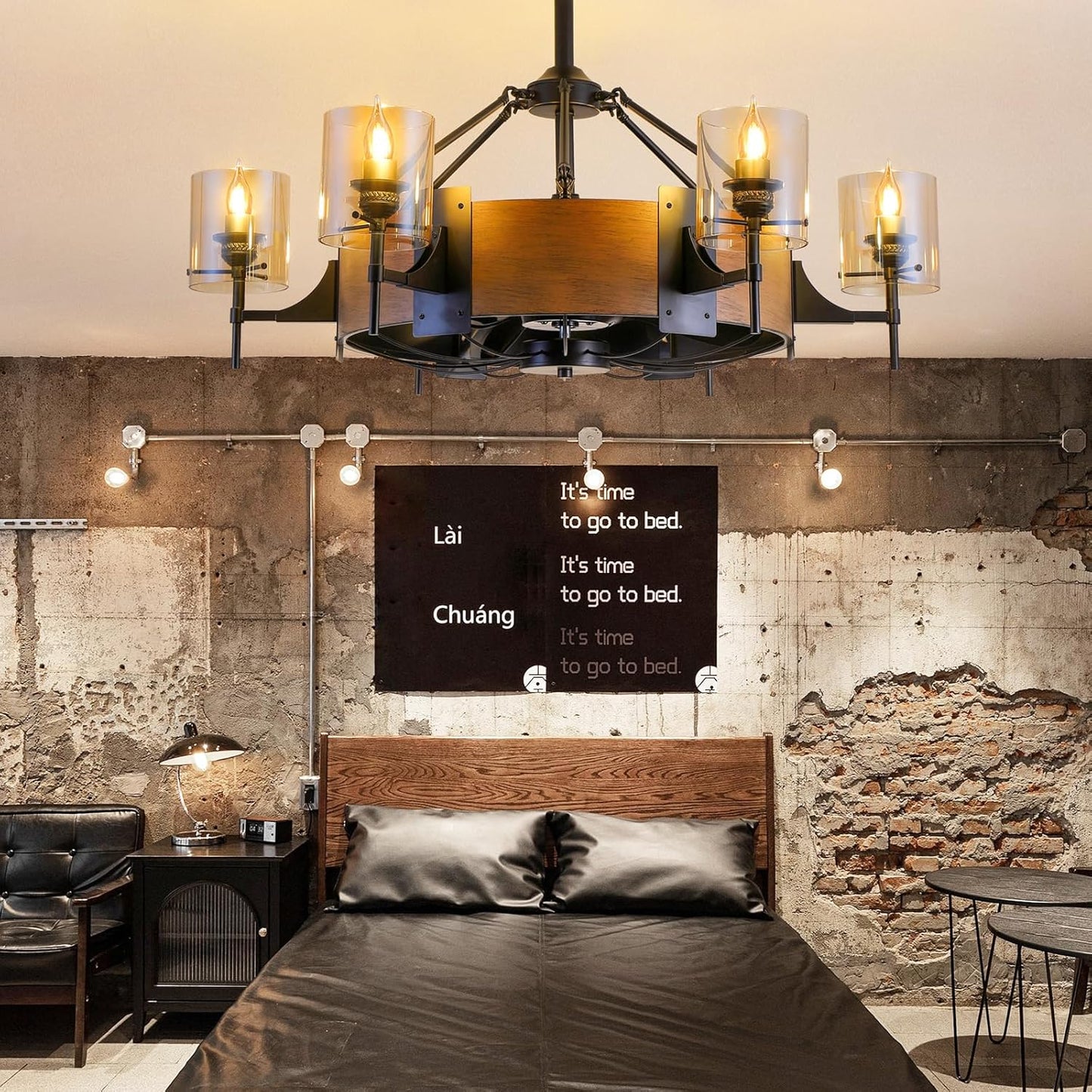 39.5 Inch Caged Downrod Ceiling Fan Light