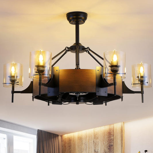 39.5 Inch Caged Downrod Ceiling Fan Light