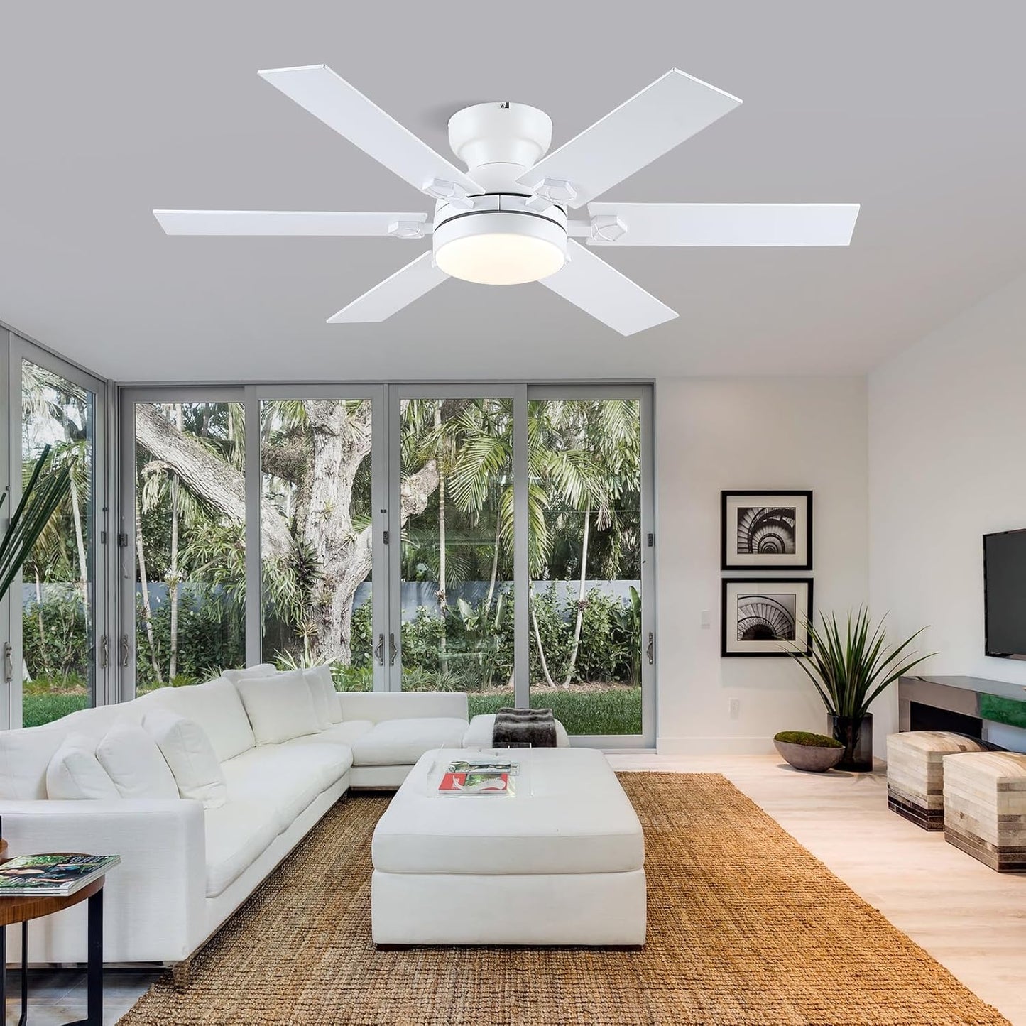 46 Inches Flush Mount Ceiling Fan with Light