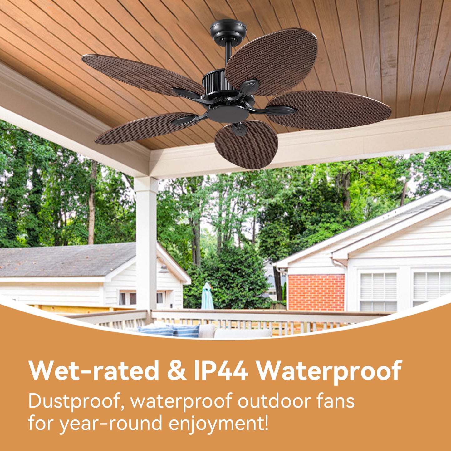 50 Inches Brown Ceiling Fan without Light