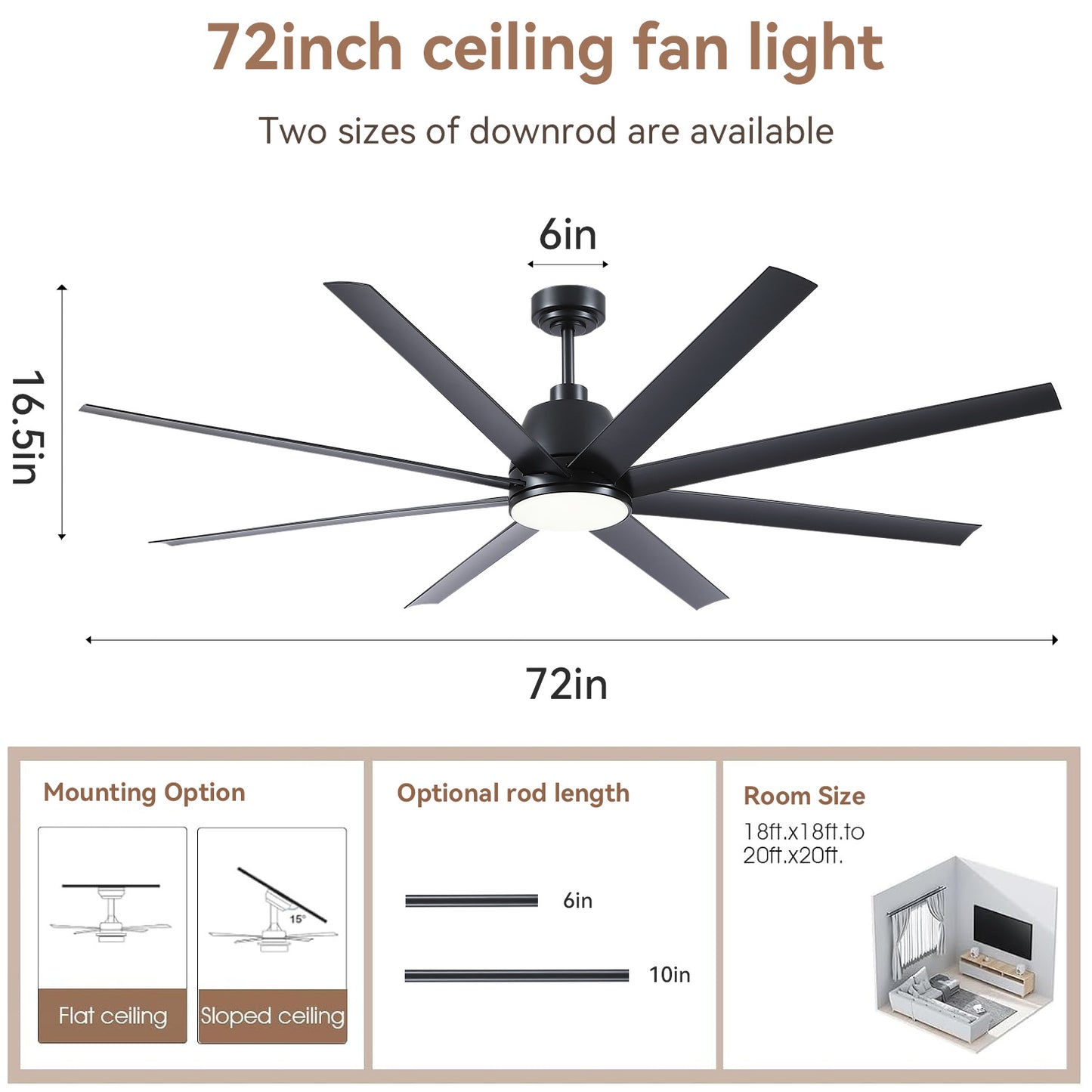 72 Inch Large Ceiling Fan