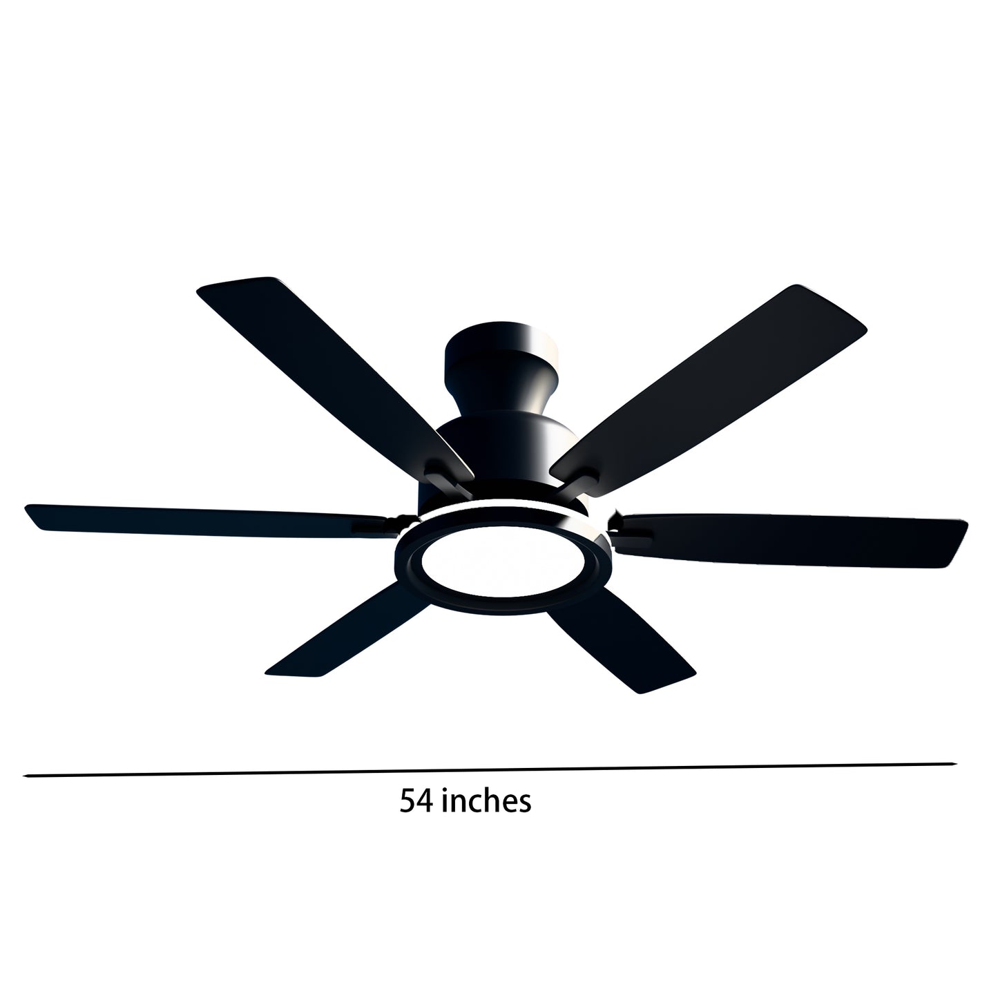52" RGB Ceiling Fan Light,Flush Mount Low Profile Ceiling Fan,3 CCT and Dimmable LED,Black