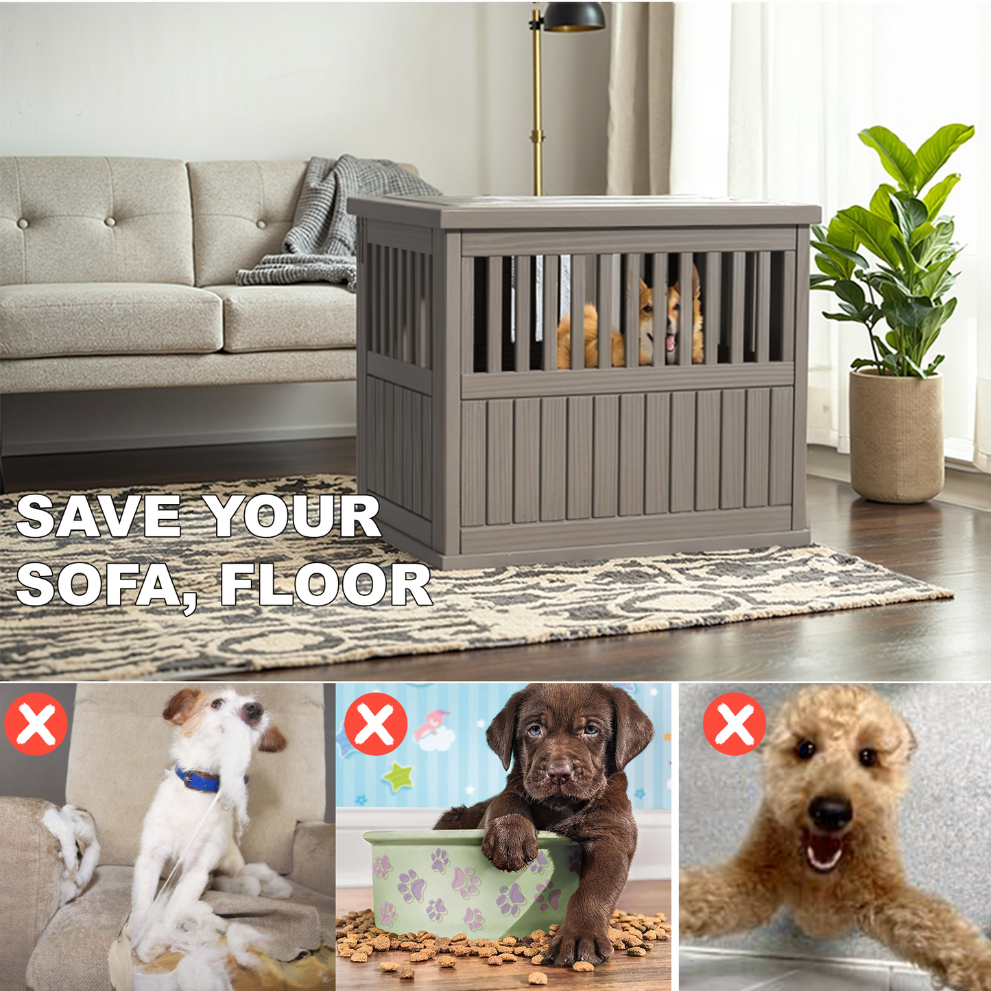 Bellura Pet - Extra Large Brown Resin Dog Cage for Ventilation and Comfortable Living Space - Perfect Choice for Large Breeds