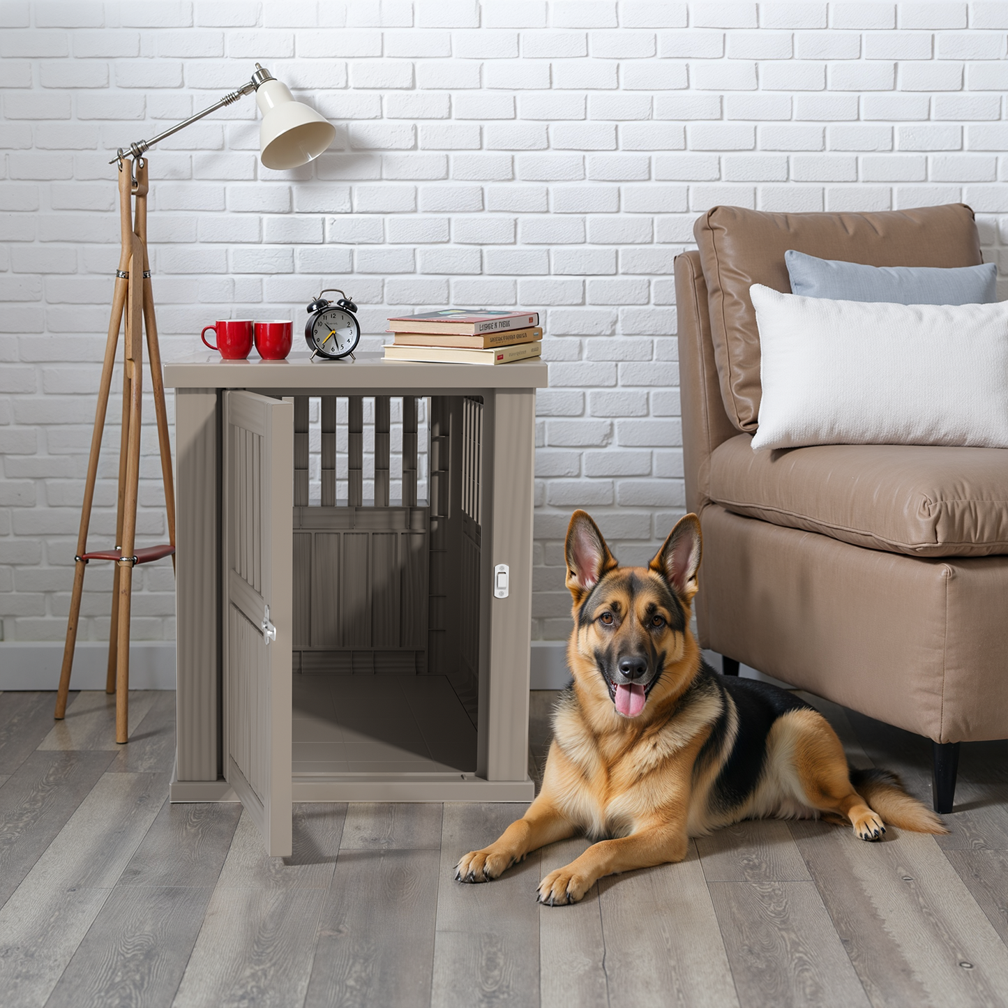 Bellura Pet - Extra Large Brown Resin Dog Cage for Ventilation and Comfortable Living Space - Perfect Choice for Large Breeds